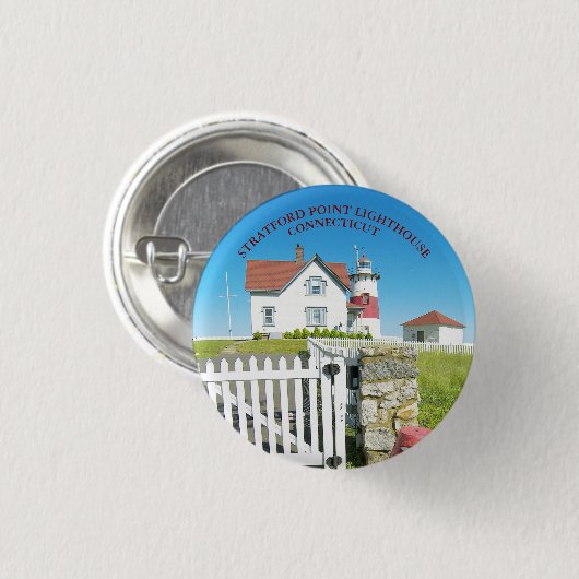 Stratford Point Lighthouse, Connecticut Button (Vorne & Hinten)