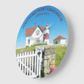 Stratford Point Lighthouse Connecticut Round Clock Große Wanduhr (Winkel)