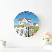 Stratford Point Lighthouse Connecticut Round Clock Große Wanduhr (Zuhause)