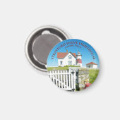 Stratford Point Lighthouse, CT Round Magnet (Vorderseite/Rückseite)