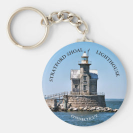 Stratford Shoal Lighthouse CT Round Keyring Schlüsselanhänger