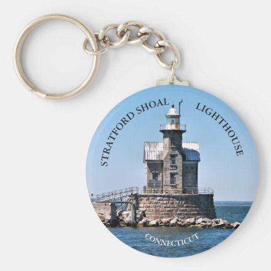 Stratford Shoal Lighthouse CT Round Keyring Schlüsselanhänger (Vorne)