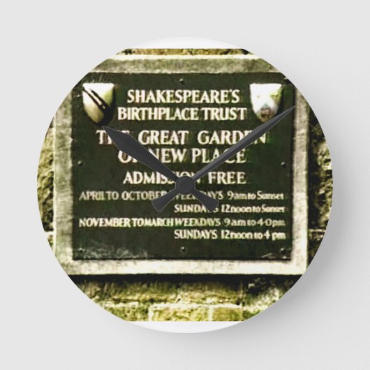 Stratford-upon-Avon Shakespeares Geburt Gibney Runde Wanduhr (Vorderseite)