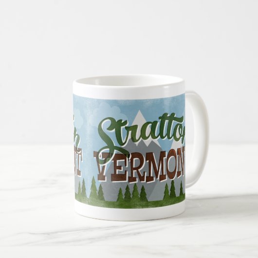 Stratton Vermont Fun Retro Snowy Mountain Kaffeetasse (VorderseiteRechts)