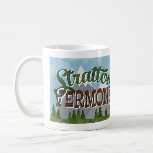 Stratton Vermont Fun Retro Snowy Mountain Kaffeetasse (Links)