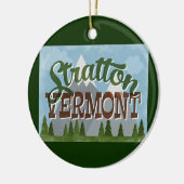 Stratton Vermont Fun Retro Snowy Mountain Keramik Ornament (Links)