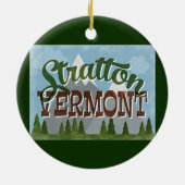 Stratton Vermont Fun Retro Snowy Mountain Keramik Ornament (Hinten)