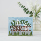 Stratton Vermont Fun Retro Snowy Mountain Postkarte (Stehend Vorderseite)