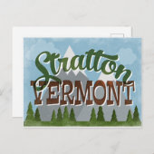 Stratton Vermont Fun Retro Snowy Mountain Postkarte (Vorne/Hinten)
