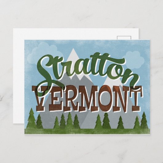 Stratton Vermont Fun Retro Snowy Mountain Postkarte (Vorne/Hinten)