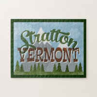 Stratton Vermont Fun Retro Snowy Mountain