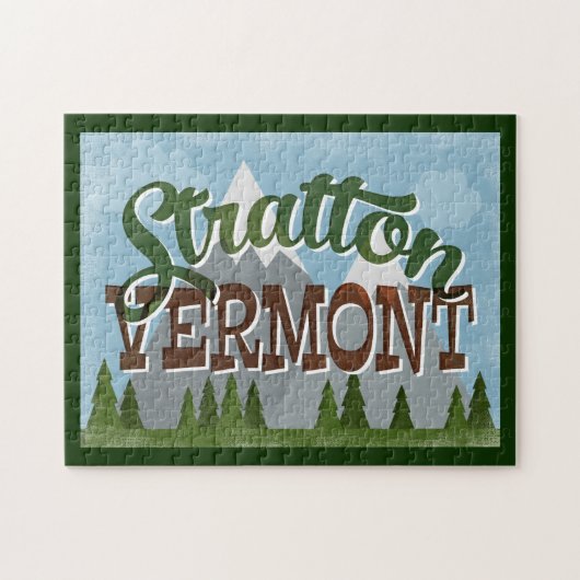 Stratton Vermont Fun Retro Snowy Mountain Puzzle (Horizontal)