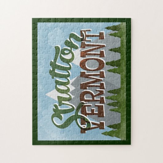 Stratton Vermont Fun Retro Snowy Mountain Puzzle (Vertikal)