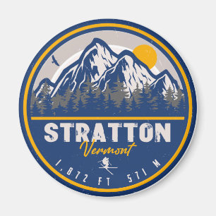Stratton Vermont Retro Sunset Ski Souvenirs Magnet