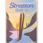 Stratton Vermont Skifahrplakat Aufkleber (Vorderseite)