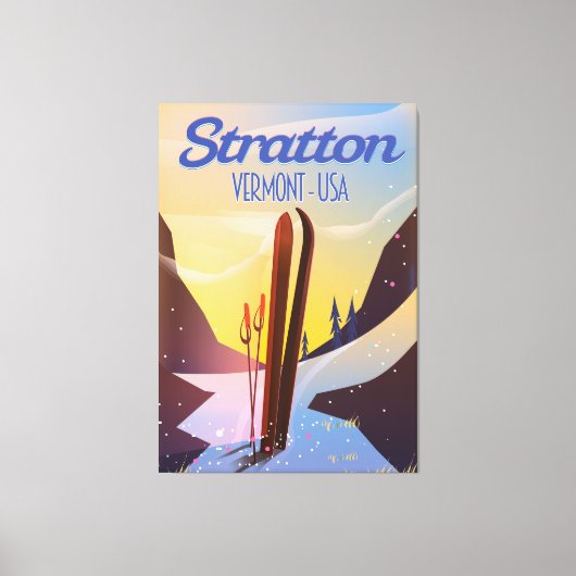Stratton Vermont Skifahrplakat Leinwanddruck (Vorderseite)