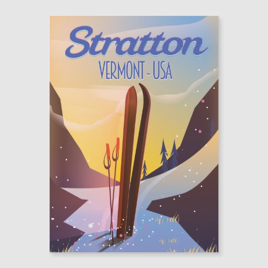 Stratton Vermont Skifahrplakat Magnetkarte (Vorderseite)