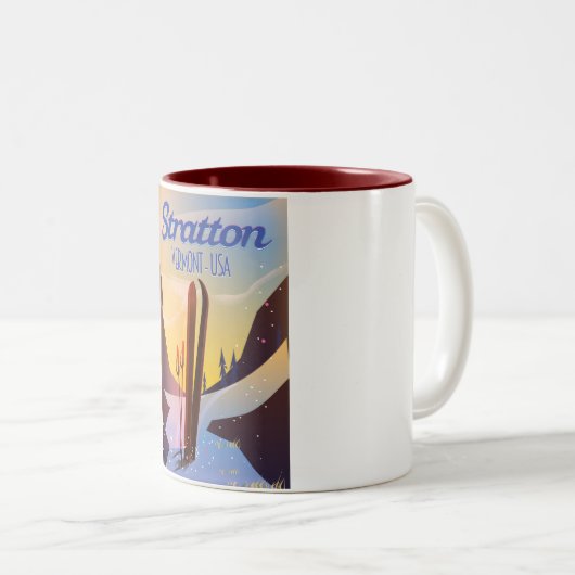 Stratton Vermont Skifahrplakat Zweifarbige Tasse (VorderseiteRechts)