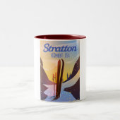 Stratton Vermont Skifahrplakat Zweifarbige Tasse (Mittel)