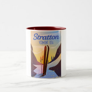 Stratton Vermont Skifahrplakat Zweifarbige Tasse