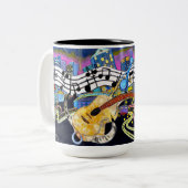 Sträubende Gitarren-Tasse Zweifarbige Tasse (Vorderseite Links)