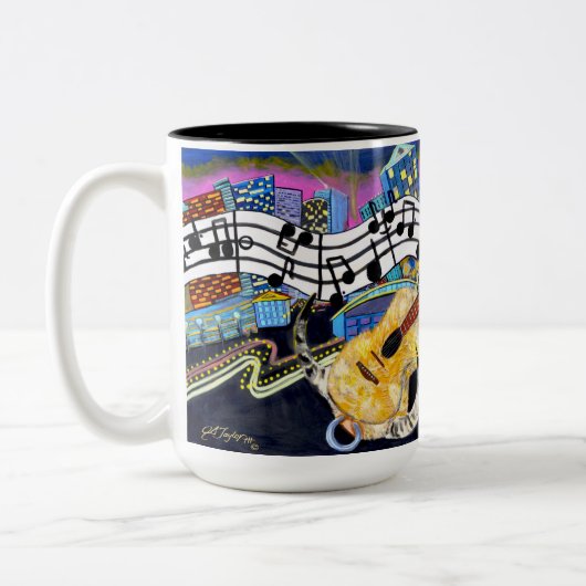 Sträubende Gitarren-Tasse Zweifarbige Tasse (Links)
