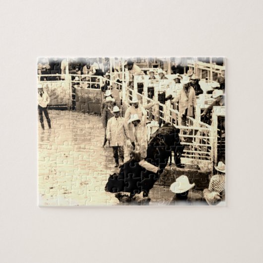Sträubendes Stier-Rodeoreiter-Bild Puzzle (Horizontal)