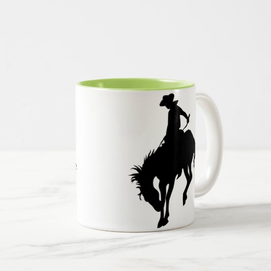 Sträubendes wildes Pferd; Rodeo; Cool Zweifarbige Tasse (VorderseiteRechts)