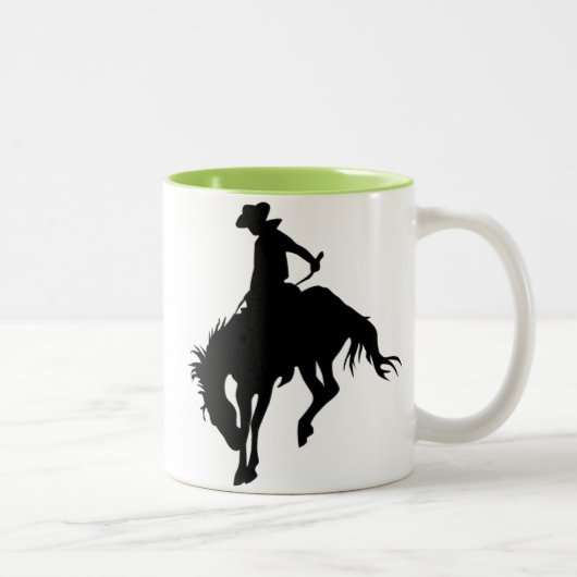Sträubendes wildes Pferd; Rodeo; Cool Zweifarbige Tasse (Rechts)