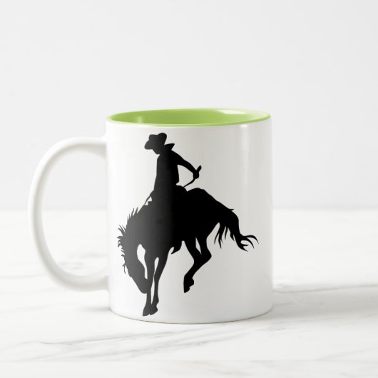 Sträubendes wildes Pferd; Rodeo; Cool Zweifarbige Tasse (Links)