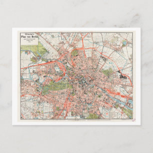 Straubes Vintage-Karte von Berlin, Deutschland, Postkarte