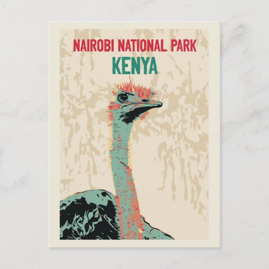 Strauß aus Kenia, Nairobi-Nationalpark Postkarte (Vorderseite)