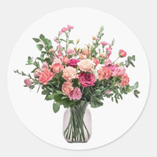 Strauß aus schönen Blumen Florale Kunst Runder Aufkleber