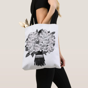 Strauß aus Totenkopfrosen Schwarz & Weiß Gothic Tasche