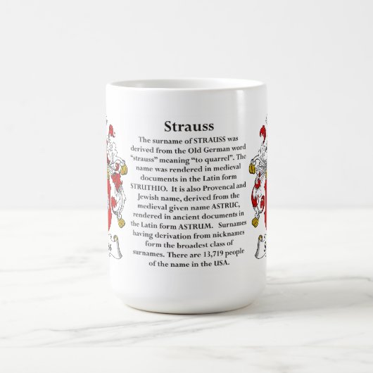 Strauss Familien-Wappen Kaffeetasse (Mittel)