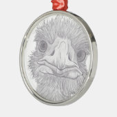 Strauß-Gesicht Silbernes Ornament (Links)