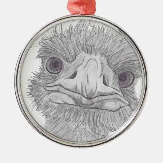 Strauß-Gesicht Silbernes Ornament (Vorne)