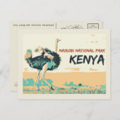 Strauß im Nairobi-Nationalpark, Kenia Postkarte (Vorne/Hinten)