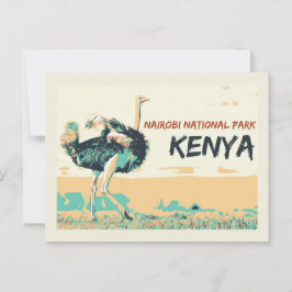 Strauß im Nairobi-Nationalpark, Kenia Postkarte