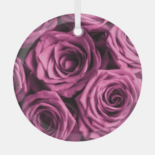 Strauß lila Rosen, Blumen floraler Hintergrund Ornament Aus Glas