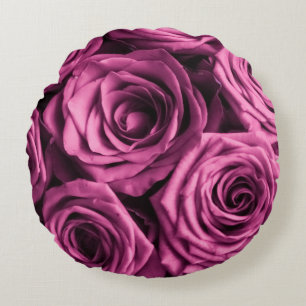 Strauß lila Rosen, Blumen floraler Hintergrund Rundes Kissen