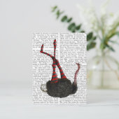 Strauß mit gestreiften Leggings Postkarte (Stehend Vorderseite)