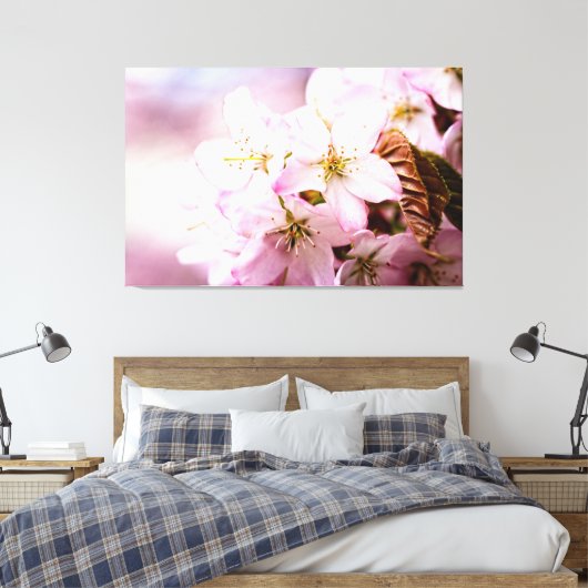 Strauß rosa Sakura gegen den rosa Hintergrund Leinwanddruck (Insitu (Schlafzimmer))