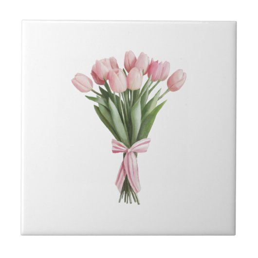 Strauß rosa Tulpen Fliese (Vorderseite)