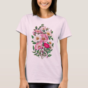 Strauß rosa und weiße Wildrosenblüten T-Shirt