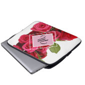 Strauß rote und rosa Rosen Monogramm-Tablett-Hülle Laptopschutzhülle (Vorne Knopf)