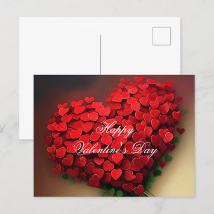 Strauß roter Herzen Valentinstag Postkarte