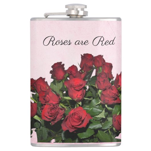 Strauß roter Rosen Flachmann (Vorderseite)