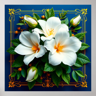 Strauß weißer Blumen Poster