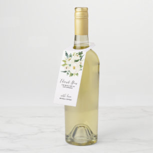 Strauß weißer Rosen - Danke-Typografie Flaschenanhänger